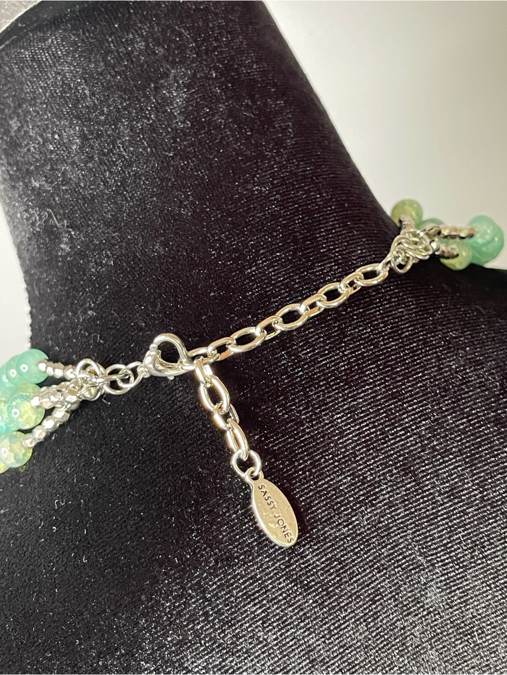 Sassy Jones Mint Green Multi-Strand Necklace | Elegant Bow Detail | Sold Out - Picture 4 of 5